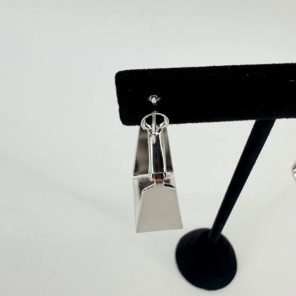 Geometric Art Trapezoid Hoop Pierced Earrings Gold and Silver Tone Set 2 Pairs